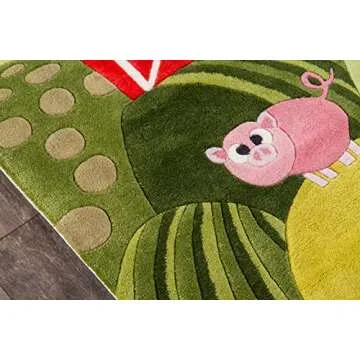 Momeni Rugs Lil' Mo Whimsy Collection, Kids Themed Hand Carved & Tufted Area Rug, 3' x 5', Grass Green