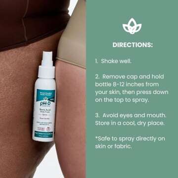 pH-D Feminine Health Support - Boric Acid Body Fresh Spray - Vegan, Paraben-Free, Plant Based - Rose Vanilla Scented - 3oz