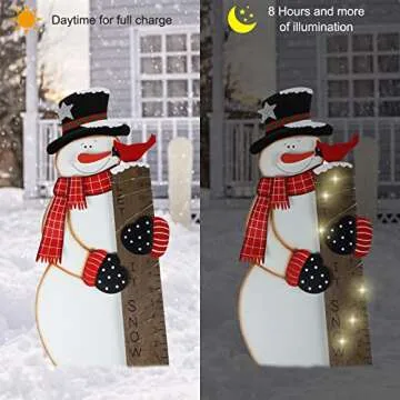 MorTime Snowman Snow Gauge Garden Stake, Christmas Metal Snow Measuring Stick Outdoor Yard Decoratio...