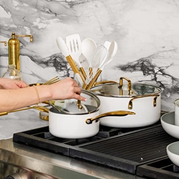 Luxe White and Gold Kitchen Utensils Set for Home Chefs