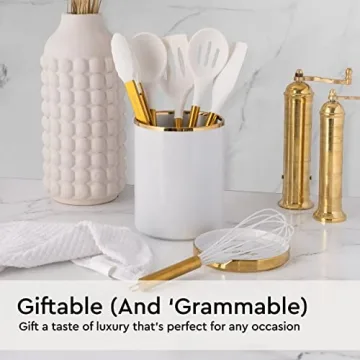 Luxe White and Gold Kitchen Utensils Set for Home Chefs