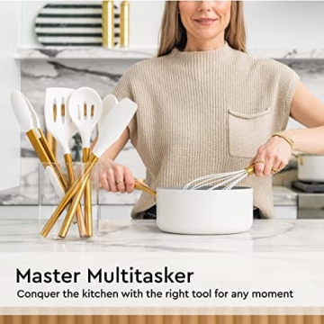 Luxe White and Gold Kitchen Utensils Set for Home Chefs