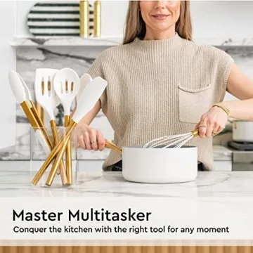 Luxe White and Gold Kitchen Utensils Set for Home Chefs