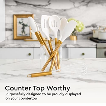 Luxe White and Gold Kitchen Utensils Set for Home Chefs