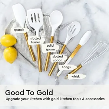 Luxe White and Gold Kitchen Utensils Set for Home Chefs