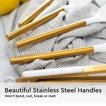 Luxe White and Gold Kitchen Utensils Set for Home Chefs