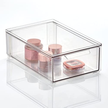 mDesign Stackable Clear Bathroom Storage Organizer Bins