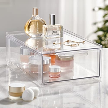 mDesign Stackable Clear Bathroom Storage Organizer Bins