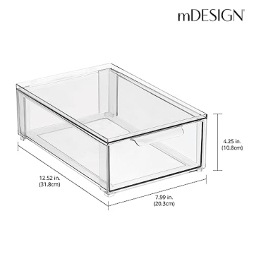 mDesign Stackable Clear Bathroom Storage Organizer Bins