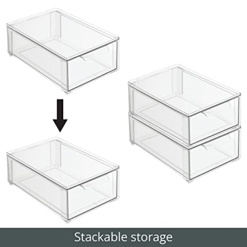 mDesign Stackable Clear Bathroom Storage Organizer Bins