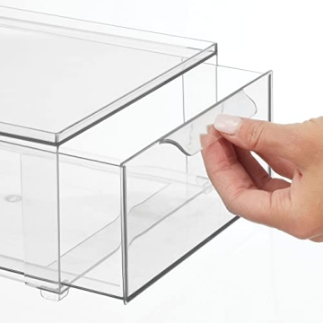 mDesign Stackable Clear Bathroom Storage Organizer Bins