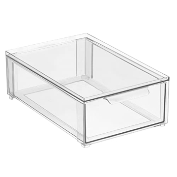 mDesign Stackable Clear Bathroom Storage Organizer Bins