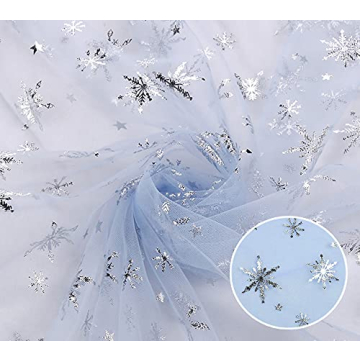 SUJAYU Snowflake Foil Organza Fabric for Parties