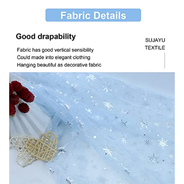 SUJAYU Snowflake Foil Organza Fabric for Parties