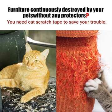 Petslucent Cat Scratch Furniture Protector Tape - 100% Safe, Double-Sided, Easy to Use