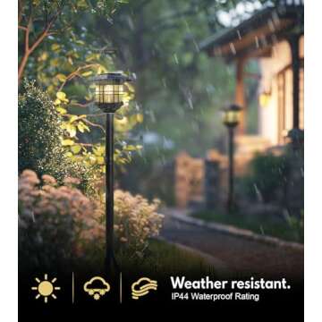 44"Solar Lamp Post Lights 2Pack, Solar Post Lights Waterproof, Outdoor Lamp Post, Decorative Solar Lamp Vintage for Patio, Garden, Backyard, Pathway, Front/Back Door, Warm White, Replaceable Bulb