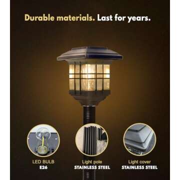44"Solar Lamp Post Lights 2Pack, Solar Post Lights Waterproof, Outdoor Lamp Post, Decorative Solar Lamp Vintage for Patio, Garden, Backyard, Pathway, Front/Back Door, Warm White, Replaceable Bulb