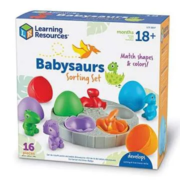 Learning Resources Babysaurs Sorting Set, Dino Toy, Counting & Sorting Toy, Ages 18 mos+, Multi