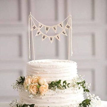 Rustic Just Married Wedding Cake Topper Elegant Ivory Decoration