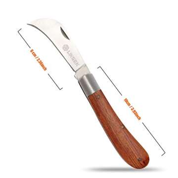 Linsen-outdoors Pruning Knife,Grafting knife, Stainless Steel Garden Budding Knife, Folding Pocket Knife For Grafting Multi Cutting Tool, Weed Bushes Branches Mushroom Diggig Knife