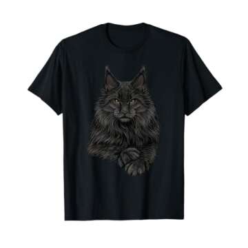 realistic cute Maine Coon cat sitting for lovers animals T-Shirt