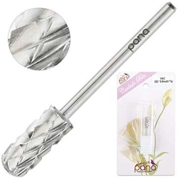 PANA Smooth Top Small Barrel 3/32" Shank Size - (Silver, 5X Coarse Grit) - Fast remove Acrylic or Hard Gel Nail Drill Bit for Manicure Pedicure Salon Professional or Beginner