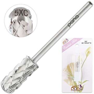 PANA Smooth Top Small Barrel 3/32" Shank Size - (Silver, 5X Coarse Grit) - Fast remove Acrylic or Hard Gel Nail Drill Bit for Manicure Pedicure Salon Professional or Beginner