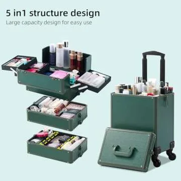 Somduy Makeup Train Case, Rolling Makeup Case with Lid, 5 in 1 Cosmetology Case on Wheels, Christmas...