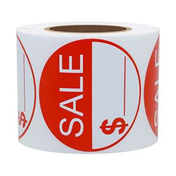 Hycodest Sale Stickers 2 inch Round Labels Sale Price Label Self-Adhesive Discount Sticker 300 pcs, Red Circle Sale with $
