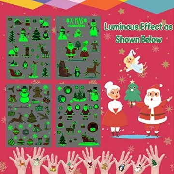 Luminous Christmas Temporary Tattoos for Kids Party Fun