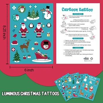 Luminous Christmas Temporary Tattoos for Kids Party Fun