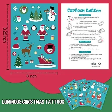 Luminous Christmas Temporary Tattoos for Kids Party Fun