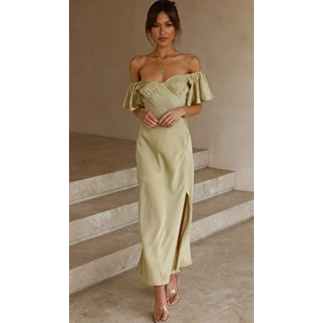 Elegant Summer Satin Off Shoulder Dress for Women