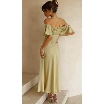 Elegant Summer Satin Off Shoulder Dress for Women