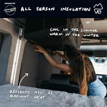 VanEssential Insulated Magnetic Blackout Window Cover Designed for Mercedes-Benz NCV3 & VS30 Crew Window with Bare Metal Window Frame ONLY (Van Years 2007 to Current Model) - Charcoal Gray