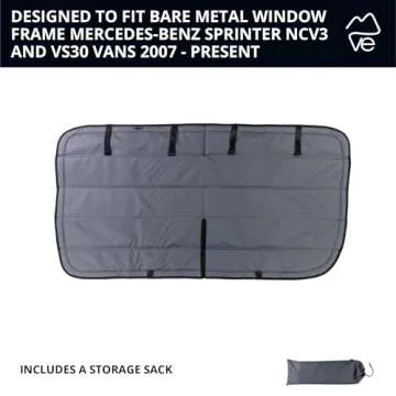 VanEssential Insulated Magnetic Blackout Window Cover Designed for Mercedes-Benz NCV3 & VS30 Crew Window with Bare Metal Window Frame ONLY (Van Years 2007 to Current Model) - Charcoal Gray