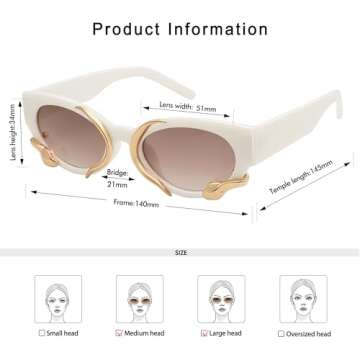 Appassal Trendy Snake Sunglasses for Women Men Vintage Cateye Y2k Sunnie AP3621,Beige/Brown/Gold Snake