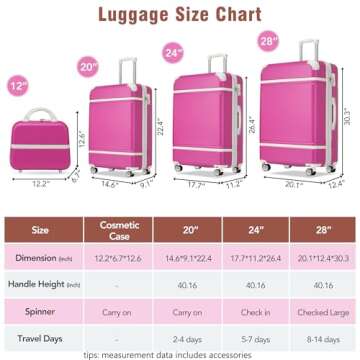 Merax Luggage Set 3 Piece Suitcase Set with Cosmetic Case Expandable Spinner Wheels Vintage Luggage ...