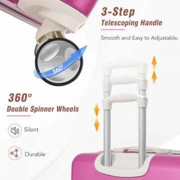 Merax Luggage Set 3 Piece Suitcase Set with Cosmetic Case Expandable Spinner Wheels Vintage Luggage Sets(Pink,20"+24"+28")