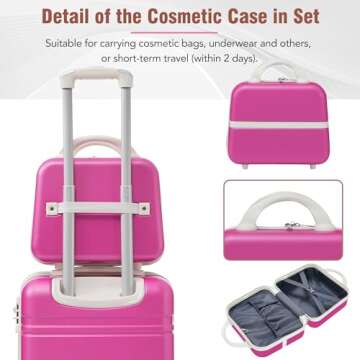 Merax Luggage Set 3 Piece Suitcase Set with Cosmetic Case Expandable Spinner Wheels Vintage Luggage Sets(Pink,20"+24"+28")
