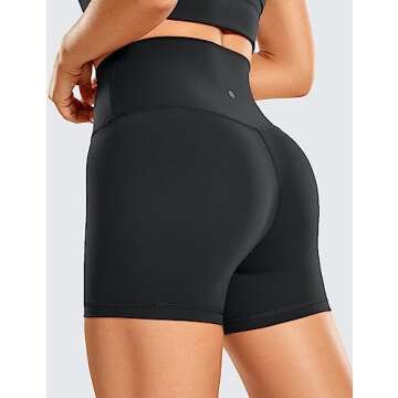 CRZ YOGA Women's Brushed Naked Feeling Biker Shorts - 4" High Waist Design for Gym & Running
