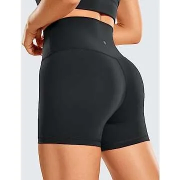 CRZ YOGA Women's Brushed Naked Feeling Biker Shorts - 4" High Waist Design for Gym & Running