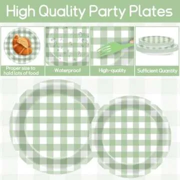 96 Pcs Sage Green Tableware Set for Parties