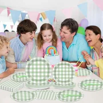 96 Pcs Sage Green Tableware Set for Parties