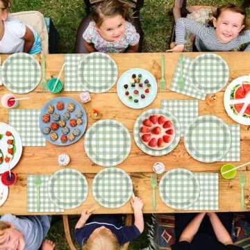 96 Pcs Sage Green Tableware Set for Parties