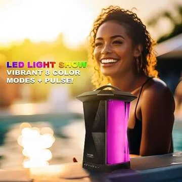 NUVELON NF15A1-BTM Portable Bluetooth Speaker with lights, Nuvelon Flare Multi Sync wireless speaker with Ambient lighting and Rhythm light pulsing LED lights, Aux input, Bluetooth v4.2