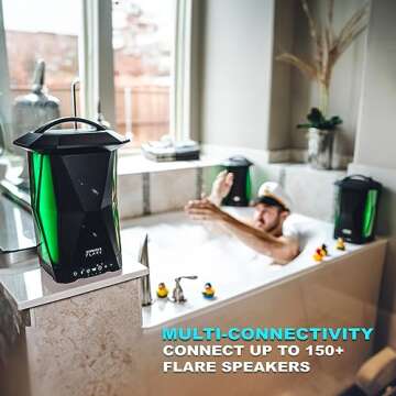 NUVELON NF15A1-BTM Portable Bluetooth Speaker with lights, Nuvelon Flare Multi Sync wireless speaker with Ambient lighting and Rhythm light pulsing LED lights, Aux input, Bluetooth v4.2