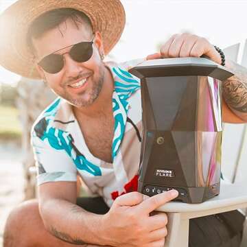 NUVELON NF15A1-BTM Portable Bluetooth Speaker with lights, Nuvelon Flare Multi Sync wireless speaker with Ambient lighting and Rhythm light pulsing LED lights, Aux input, Bluetooth v4.2