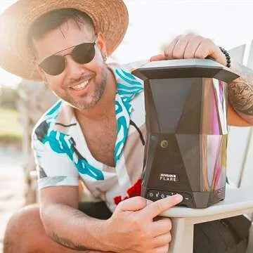 NUVELON NF15A1-BTM Portable Bluetooth Speaker with lights, Nuvelon Flare Multi Sync wireless speaker with Ambient lighting and Rhythm light pulsing LED lights, Aux input, Bluetooth v4.2