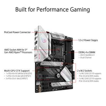 ASUS ROG Strix B550-A Gaming AMD AM4 Zen 3 Ryzen 5000 & 3rd Gen Ryzen ATX Motherboard (PCIe 4.0, 2.5Gb LAN, BIOS Flashback, Dual M.2 heatsinks, Addressable Gen 2 RGB Header and Aura Sync (Renewed)